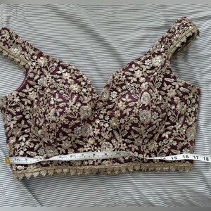 Embroidered Purple saree blouse from lashkara